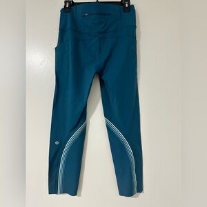 lululemon athletica Blue Leggings with White Accents